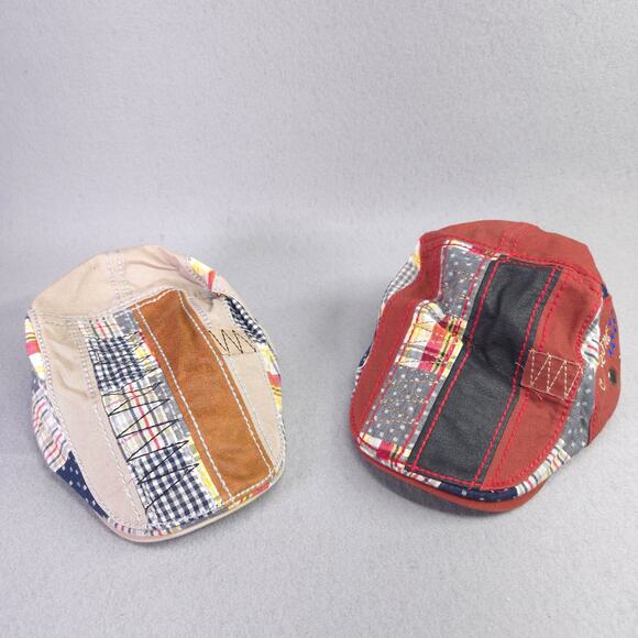 2 Jamont Flat Newsboy Caps Patchwork Multi Color Adjustable Cotton Cabbie - Picture 2 of 12